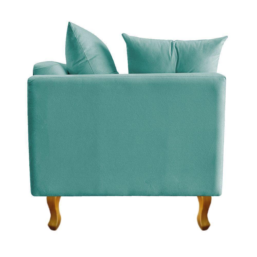 Recamier Azura 140cm Com Almofada   Direito Suede Cor Azul Tiffany - 5