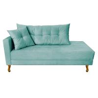 Recamier Azura 140cm Com Almofada   Direito Suede Cor Azul Tiffany - 1