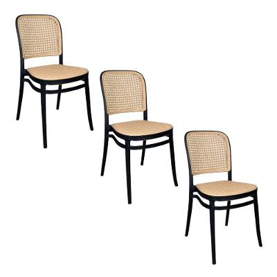 Kit 3 Cadeiras De Jantar Roma Para Sala E Cozinha Preto