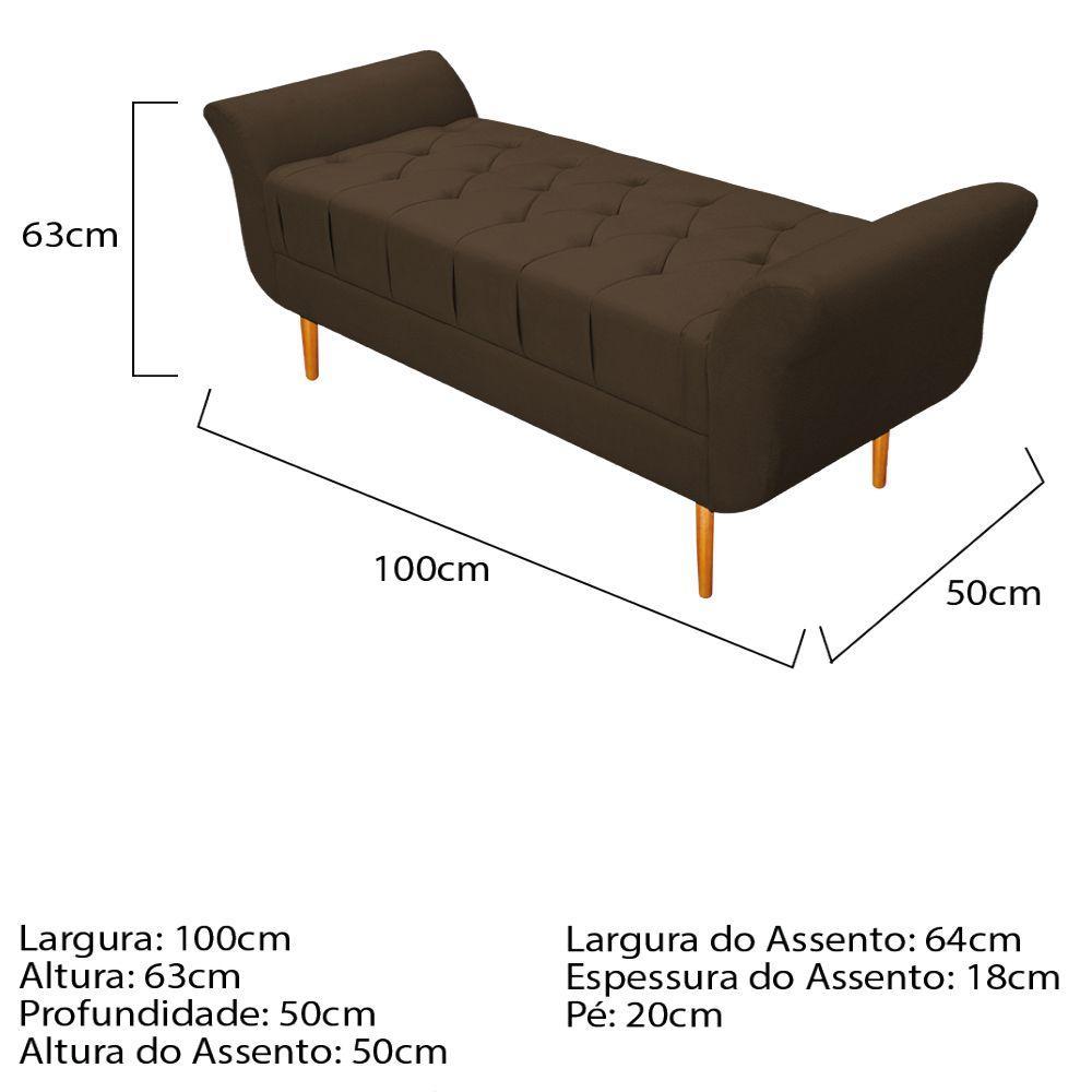 Recamier Ari 100 Cm Solteiro Suede Marrom - 4