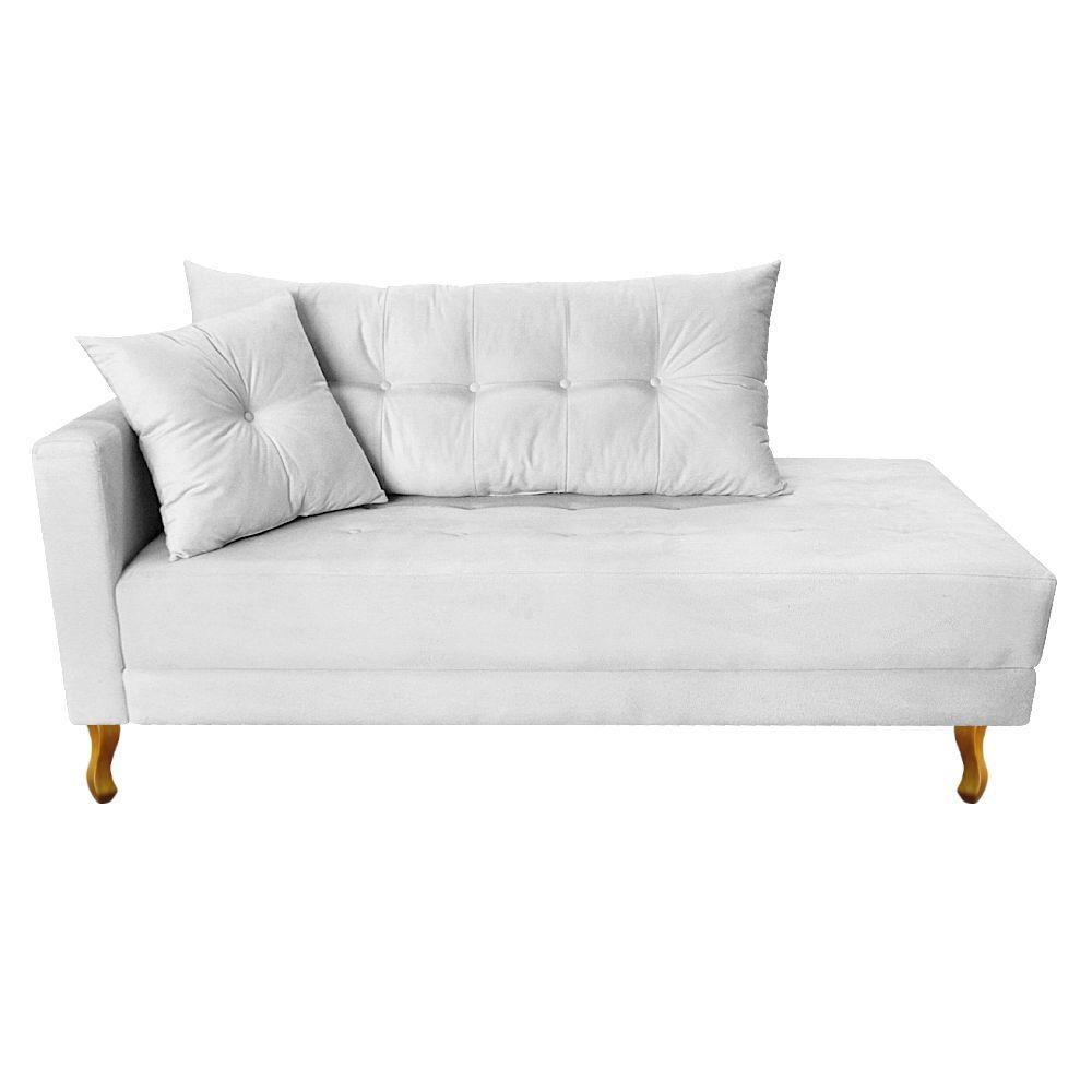 Recamier Azura 160cm Com Almofada Lado Direito Suede Cor Branco - 1