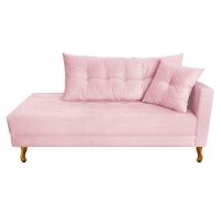 Recamier Azura 140cm Com Almofada Lado Esquerdo Suede Cor Rosa Bebê - 1