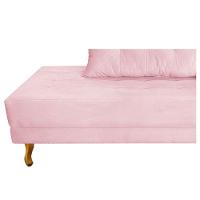 Recamier Azura 140cm Com Almofada Lado Esquerdo Suede Cor Rosa Bebê - 2