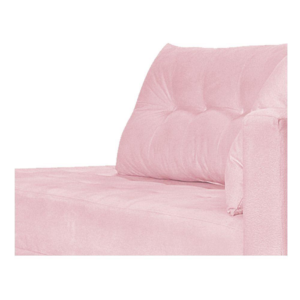 Recamier Azura 185cm Com Almofada Lado Esquerdo Suede Cor Rosa Bebê - 3