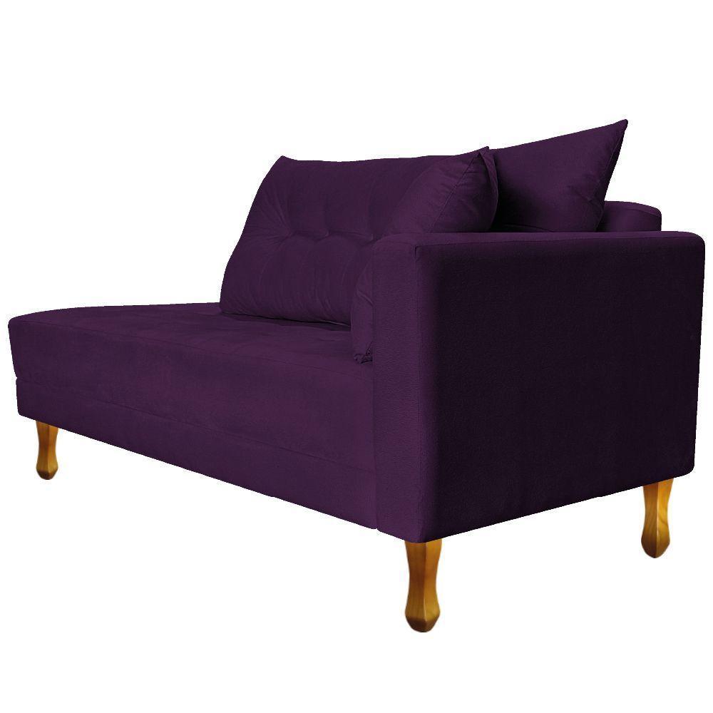 Recamier Azura 185cm Com Almofada Lado Esquerdo Suede Cor Roxo - 6