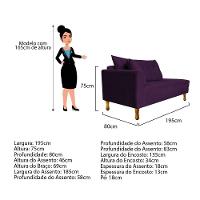 Recamier Azura 185cm Com Almofada Lado Esquerdo Suede Cor Roxo