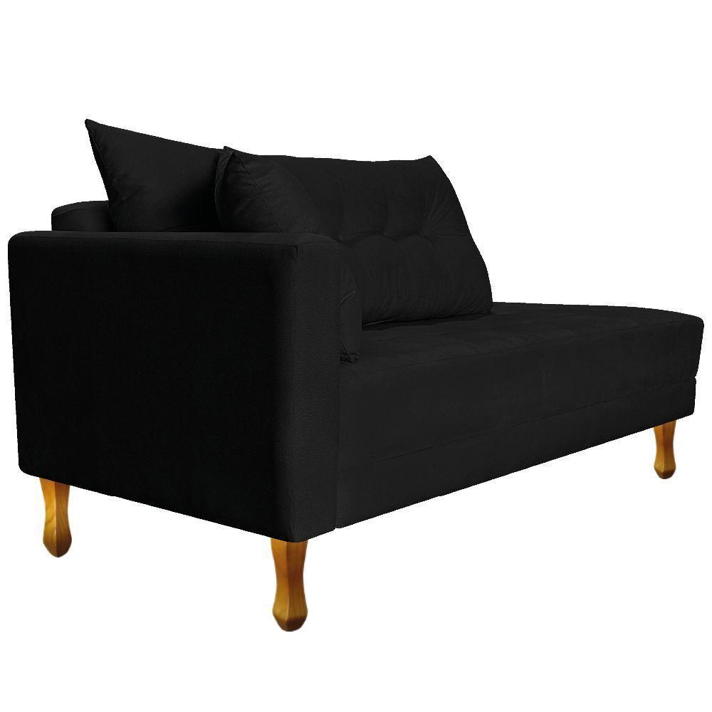 Recamier Azura 185cm Com Almofada Lado Direito Suede Cor Preto - 6