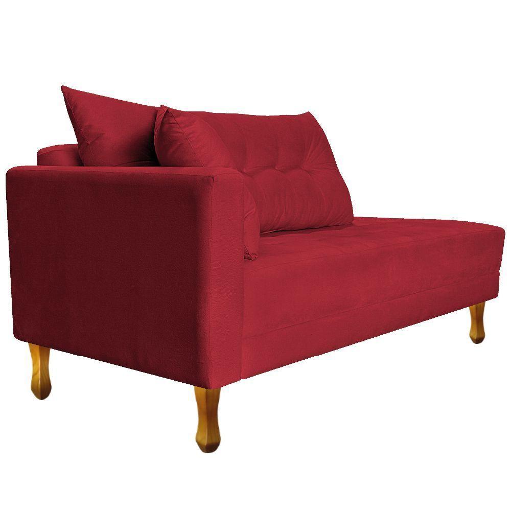 Recamier Azura 185cm Com Almofada Lado Direito Suede Cor Vermelho - 6