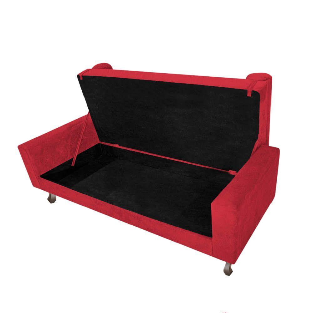 Recamier Baú Félix Solteiro 120cm Suede Vermelho - 2