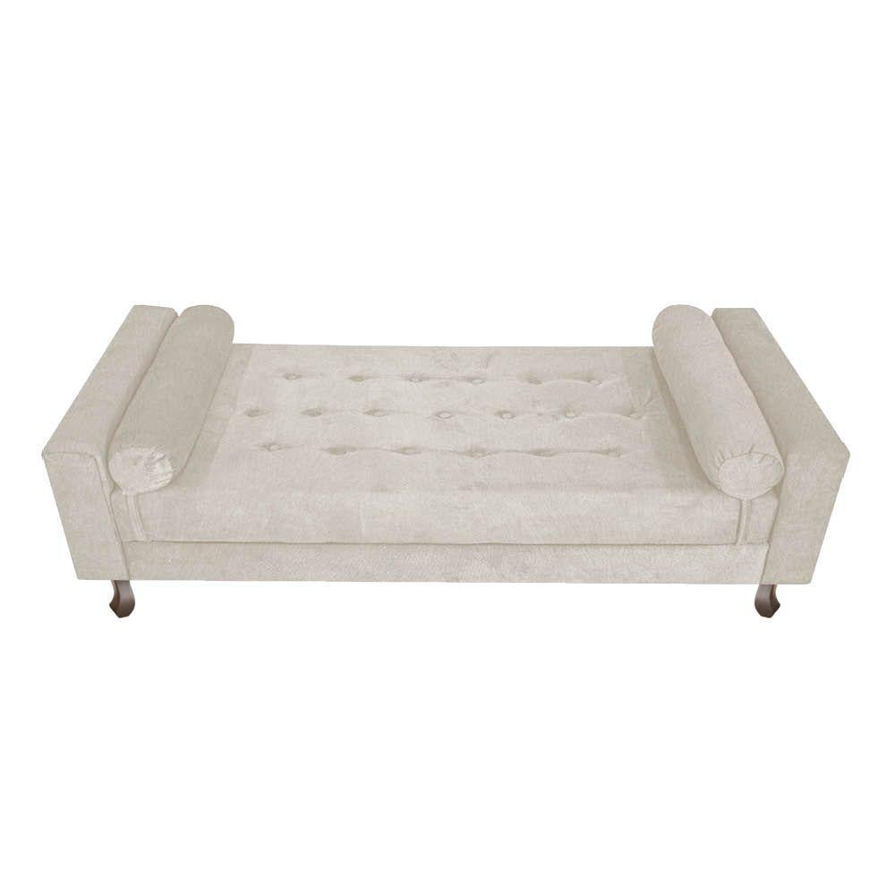 Recamier Baú Félix Solteiro 100cm Suede Bege - 1