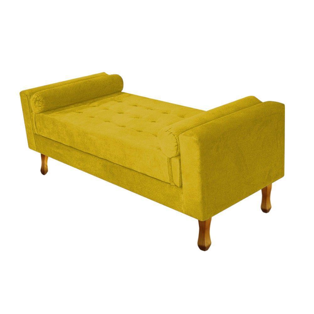 Recamier Baú Félix Solteiro 100cm Suede Amarelo - 6