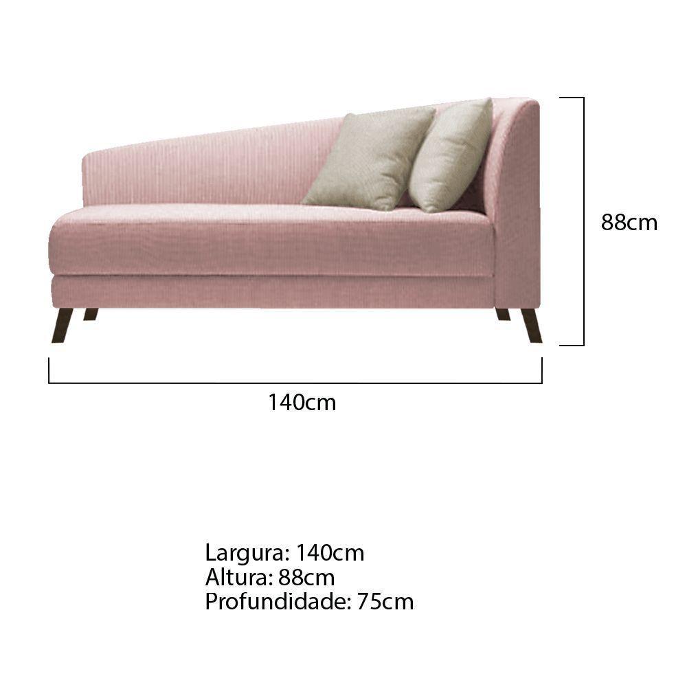 Recamier Heitor 140cm Com Almofada Lado Esquerdo Suede Cor Rosê/bege - 5