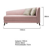Recamier Heitor 140cm Com Almofada Lado Esquerdo Suede Cor Rosê/bege - 9