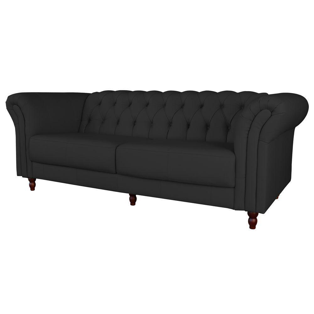 Sofá 2 Lugares Bérgamo 180cm Couro Preto - 4