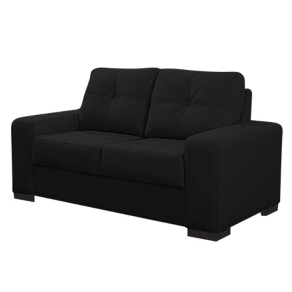 Sofá 2 Lugares 150cm Turim Couro Preto Fosco - 1