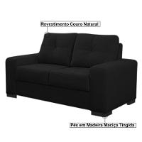 Sofá 2 Lugares 150cm Turim Couro Preto Fosco - 2