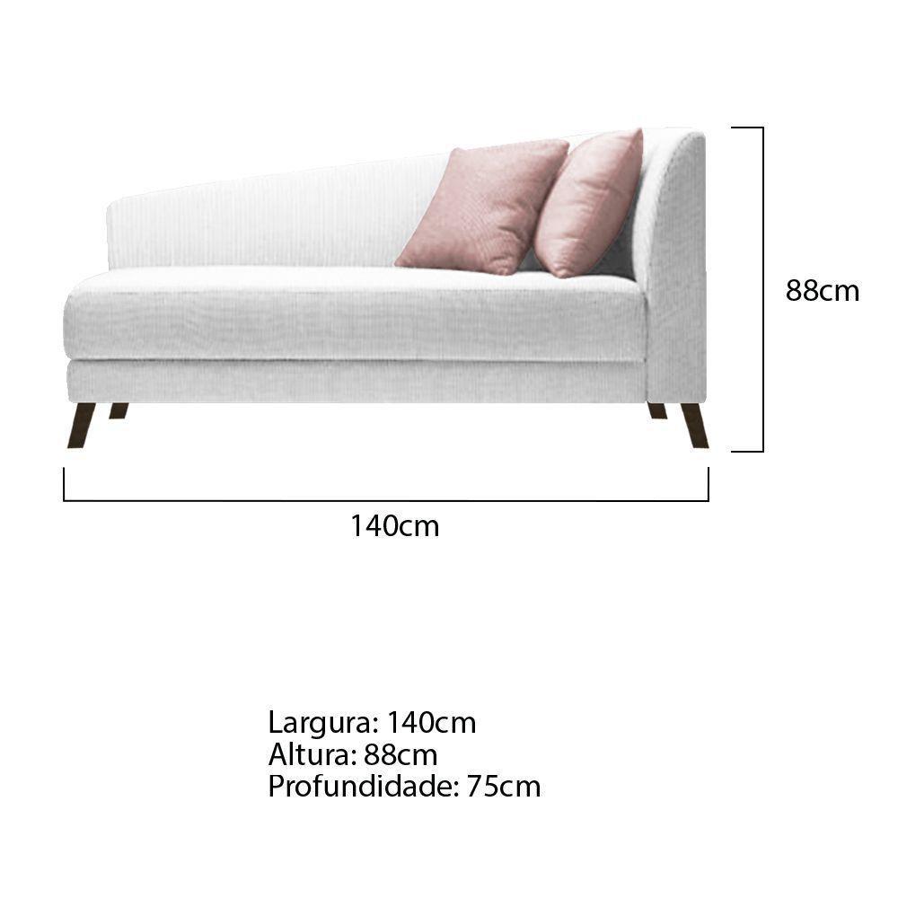 Recamier Heitor 140cm Com Almofada Lado Esquerdo Suede Cor Branco/rosê - 5