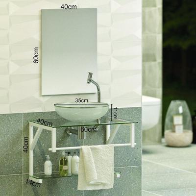 Gabinete Para Banheiro Vidro Glass 60cm Com Cuba Branco - Cuba Incolor