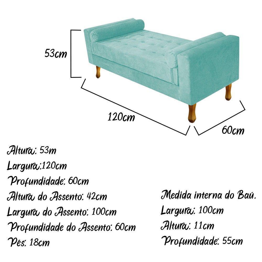 Recamier Félix Solteiro 120cm Suede Azul Tiffany - 2