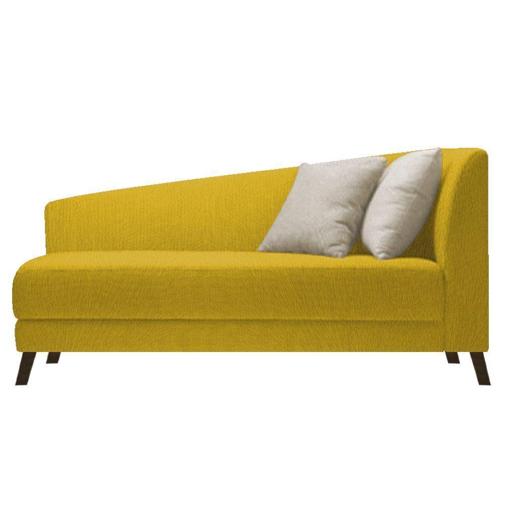 Recamier Heitor 140cm Com Almofada Lado Esquerdo Suede Cor Amarelo/bege - 1