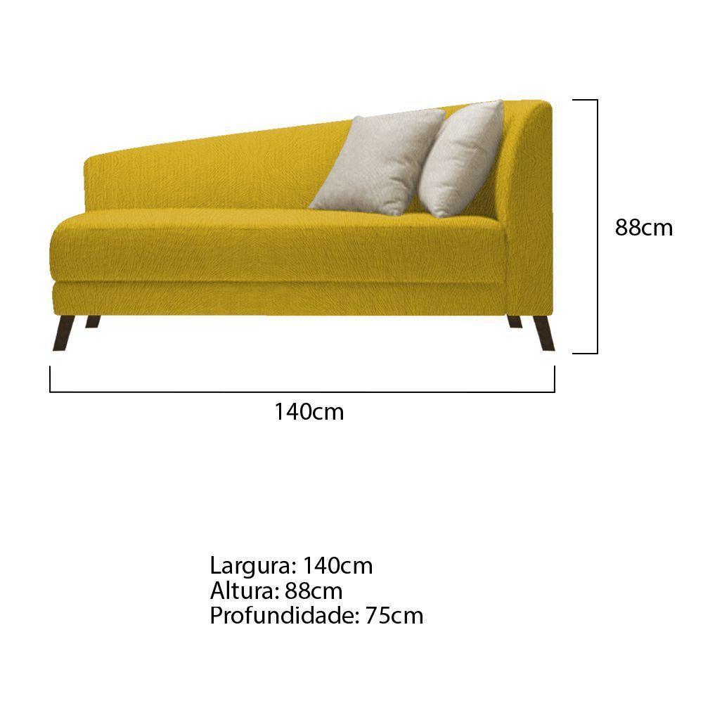 Recamier Heitor 140cm Com Almofada Lado Esquerdo Suede Cor Amarelo/bege - 5