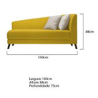 Recamier Heitor 140cm Com Almofada Lado Esquerdo Suede Cor Amarelo/bege - 5