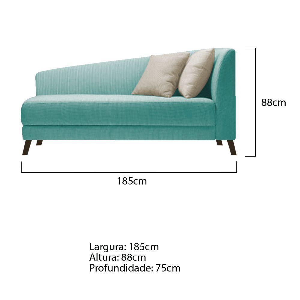 Recamier Heitor 185cm Com Almofada   Esquerdo Suede Cor Azul Tiffany/bege - 5