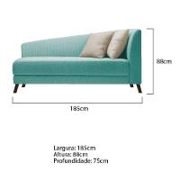 Recamier Heitor 185cm Com Almofada   Esquerdo Suede Cor Azul Tiffany/bege - 5