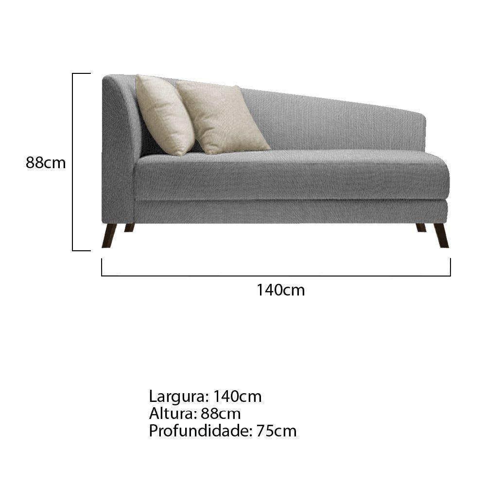 Recamier Heitor 140cm Com Almofada Lado Direito Suede Cor Cinza/bege - 5