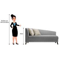 Recamier Heitor 140cm Com Almofada Lado Direito Suede Cor Cinza/bege