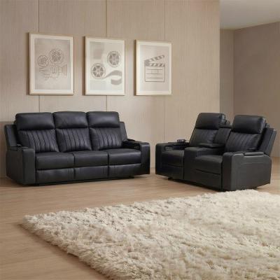 Poltrona Reclinável Cinema 2 E 3 Lugares Baú Usb Pu Moscou Sint Pto Z57 - Mpozenato