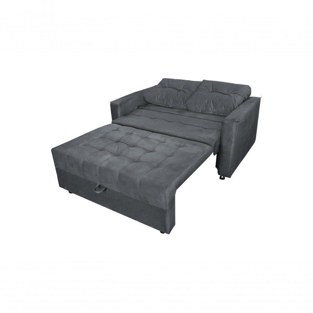 Sofá Cama Casal Reclinável Drika - Veludo Chumbo - 3