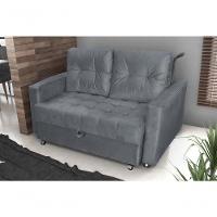 Sofá Cama Casal Reclinável Drika - Veludo Chumbo - 2