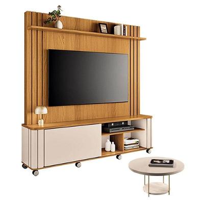 Estante Home Theater Trinus Cinamomo Off White Com Mesa De Centro Sky Off White -hb Móveis