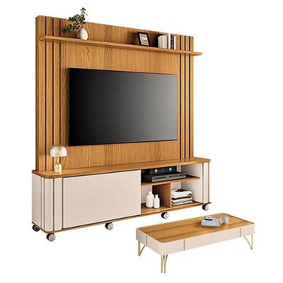Estante Home Theater Trinus Cinamomo Off White Com Mesa De Centro Cadenza Off White Cinamomo - Hb Móveis