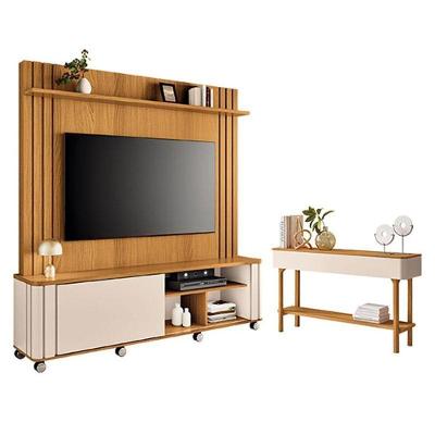 Estante Home Theater Trinus Cinamomo Off White Com Aparador Fiero Off White Cinamomo - Hb Móveis