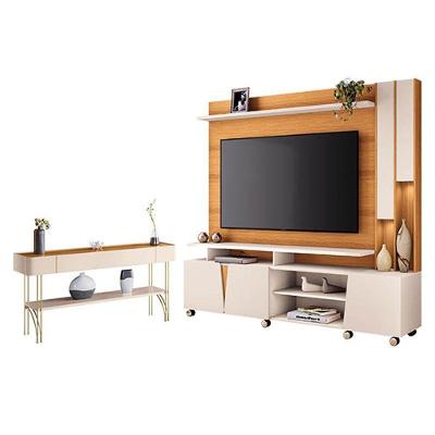 Estante Home Theater Virtus Cinamomo Off White Com Aparador Vivant Off White Cinamomo - Hb Móveis