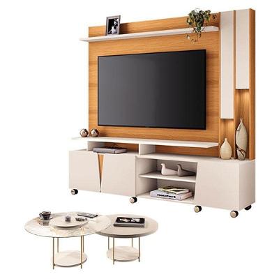 Estante Home Theater Virtus Cinamomo Off White Com Kit Mesa De Centro Sky Off White - Hb Móveis