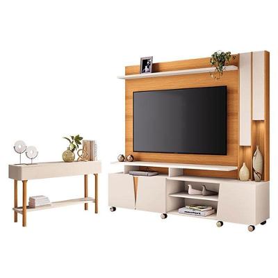 Estante Home Theater Virtus Cinamomo Off White Com Aparador Fiero Off White - Hb Móveis