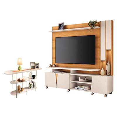 Estante Home Theater Virtus Cinamomo Off White Com Aparador Infinity Off White - Hb Móveis