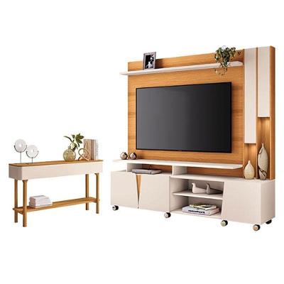 Estante Home Theater Virtus Cinamomo Off White Com Aparador Fiero Off White Cinamomo- Hb Móveis