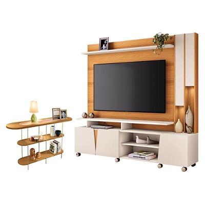 Estante Home Theater Virtus Cinamomo Off White Com Aparador Infinity Cinamomo - Hb Móveis