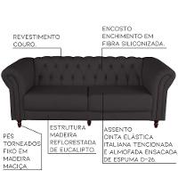 Sofá 3 Lugares Bérgamo 240cm Couro Marrom - 3