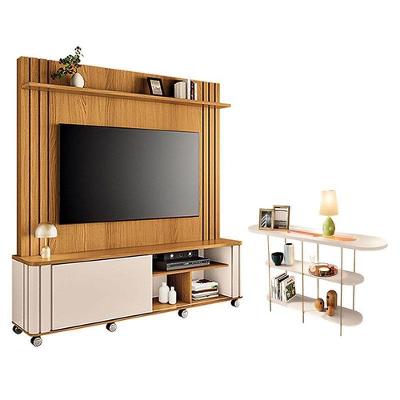 Estante Home Theater Trinus Cinamomo Off White Com Aparador Infinity Off White - Hb Móveis