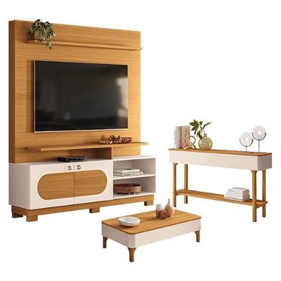 Estante Home Theater Axis Cinamomo Off White Com Mesa De Centro Liz E Aparador Fiero Off White Cinamomo - Hb Móveis