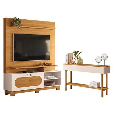 Estante Home Theater Axis Cinamomo Off White Com Aparador Fiero Off White Cinamomo - Hb Móveis
