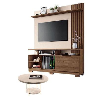 Estante Home Theater Artheo Castanho Off White Com Mesa De Centro Sky Off White - Hb Móveis