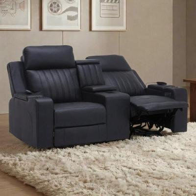 Poltrona Reclinável Cinema 2 Lugares Baú Usb Pu Moscou Sint Preto Z57 - Mpozenato