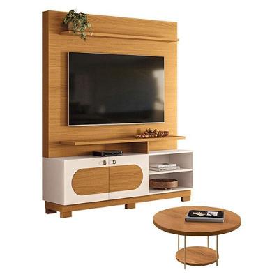 Estante Home Theater Axis Cinamomo Off White Com Mesa De Centro Sky Cinamomo - Hb Móveis