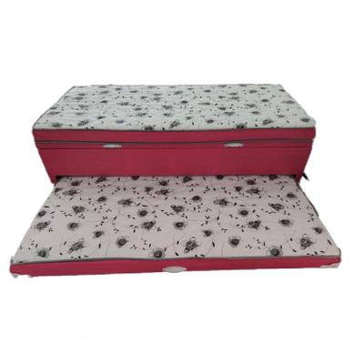 Bicama com Baú Solteiro Bibox com Cama Auxiliar Espuma 5CM Madeira Vermelho